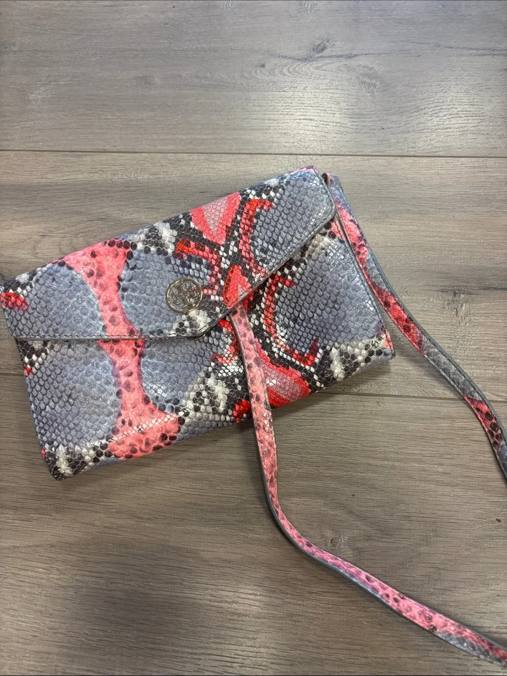 Tory Burch Python Snakeskin-Print Crossbody Bag